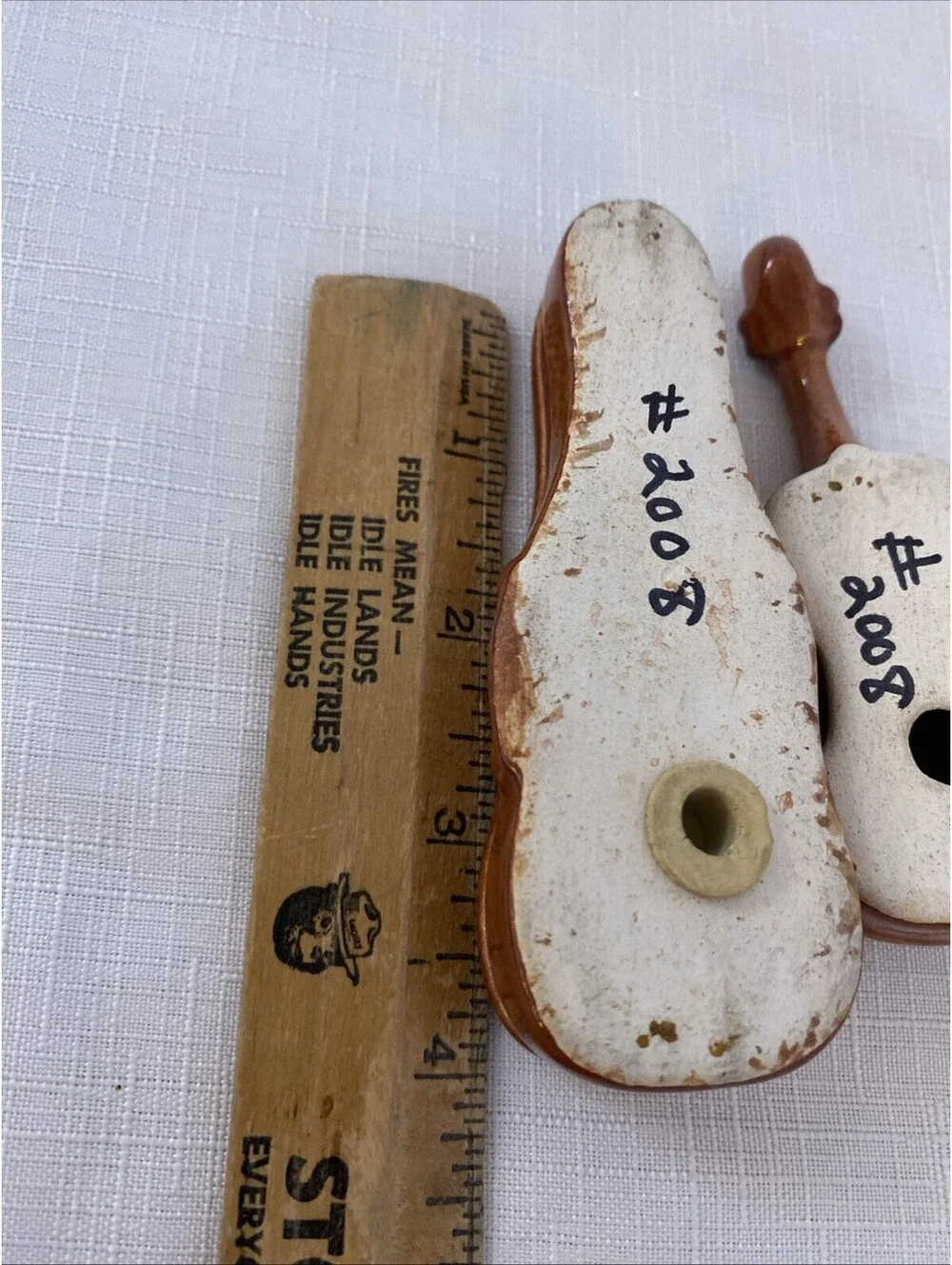 Ceramic Violin Shaped Salt & Pepper Shakers Set Brown Music Theme Novelty